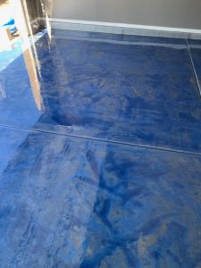 metallic blue floor epoxy